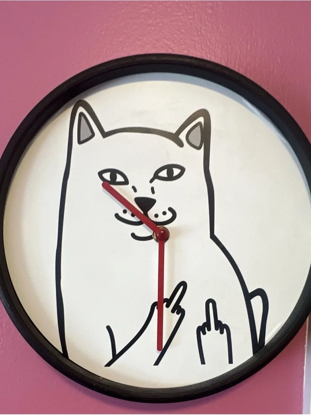 RIPNDIP White Cat Wall Clock with Red Hands -